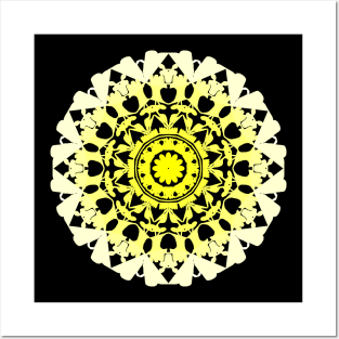 Mandala 04 yellow gradient flower Posters and Art